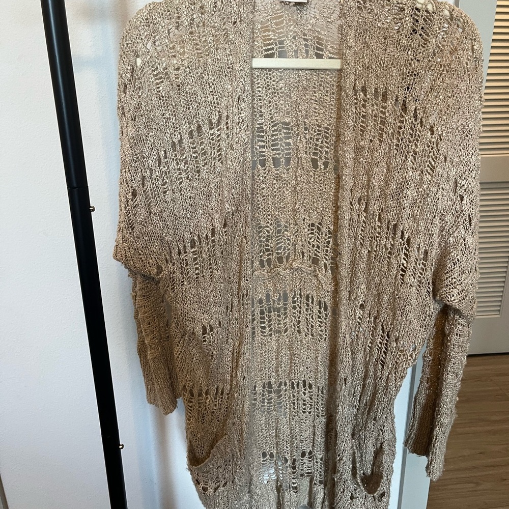 Daytrip Open Knit Tan Cardigan